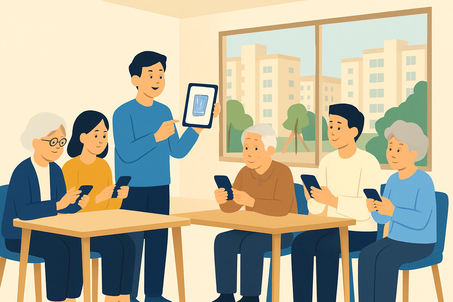 아파트 커뮤니티센터 어르신 디지털 교실 4회 — 입주민 자원봉사와 공동체 활성화 지원사업 구성